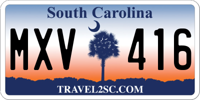 SC license plate MXV416