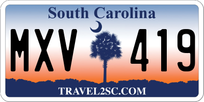 SC license plate MXV419
