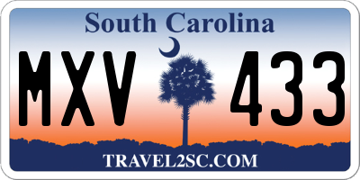 SC license plate MXV433