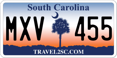 SC license plate MXV455
