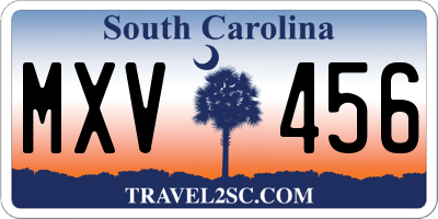 SC license plate MXV456