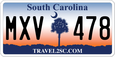 SC license plate MXV478