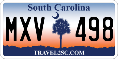 SC license plate MXV498