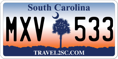 SC license plate MXV533