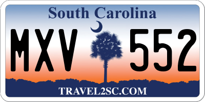 SC license plate MXV552