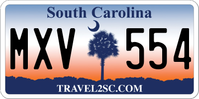 SC license plate MXV554