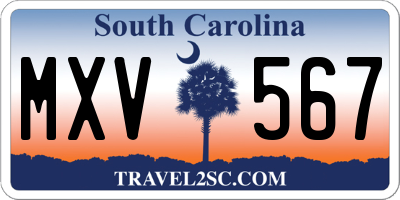 SC license plate MXV567