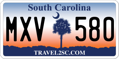 SC license plate MXV580