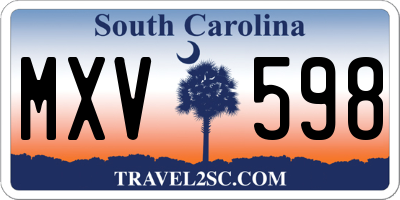 SC license plate MXV598