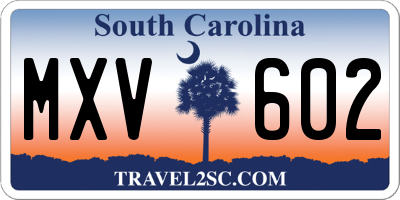 SC license plate MXV602