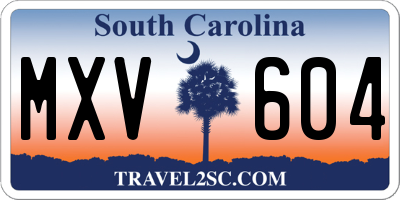 SC license plate MXV604