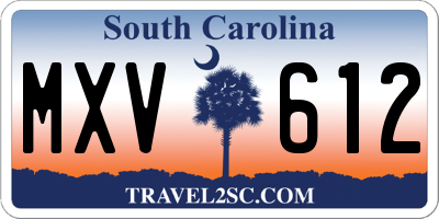 SC license plate MXV612