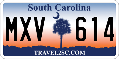 SC license plate MXV614