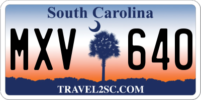 SC license plate MXV640