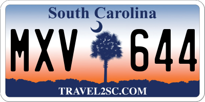 SC license plate MXV644