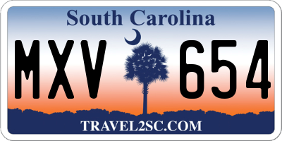 SC license plate MXV654
