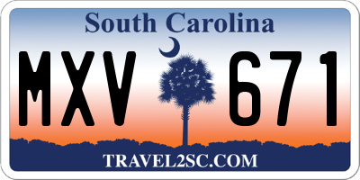 SC license plate MXV671