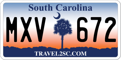 SC license plate MXV672