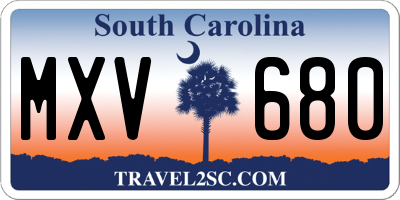 SC license plate MXV680