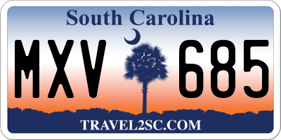 SC license plate MXV685