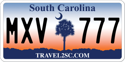 SC license plate MXV777