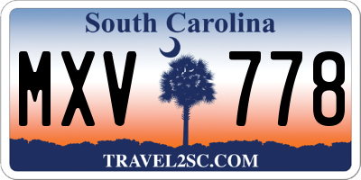 SC license plate MXV778