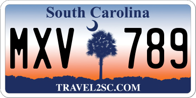 SC license plate MXV789