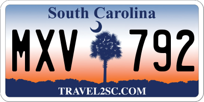 SC license plate MXV792