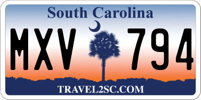SC license plate MXV794