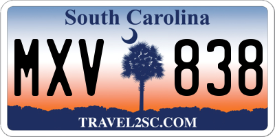 SC license plate MXV838