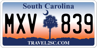 SC license plate MXV839