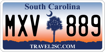 SC license plate MXV889