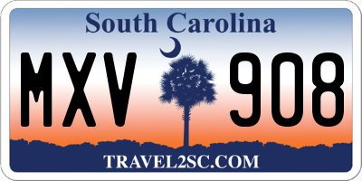 SC license plate MXV908