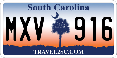 SC license plate MXV916
