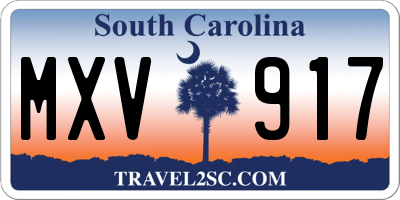 SC license plate MXV917