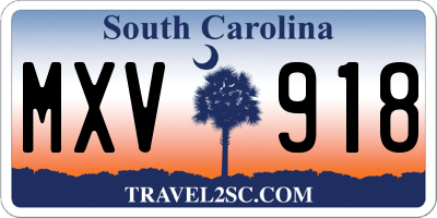 SC license plate MXV918