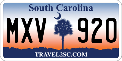 SC license plate MXV920