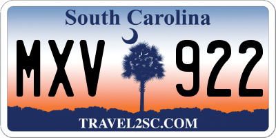 SC license plate MXV922