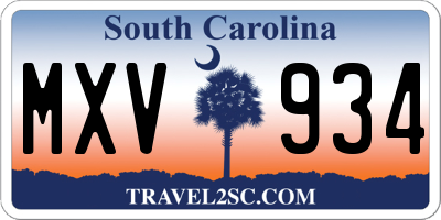 SC license plate MXV934