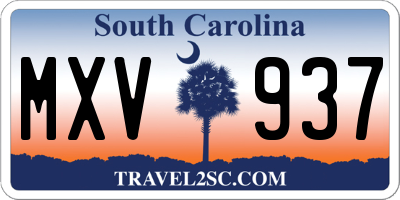SC license plate MXV937