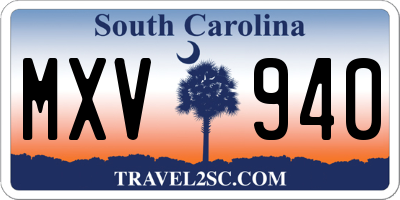 SC license plate MXV940