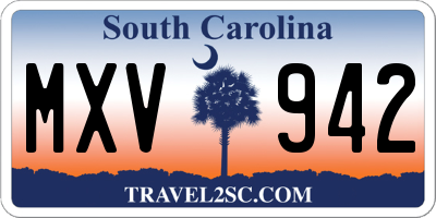 SC license plate MXV942