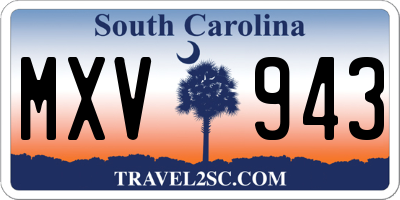SC license plate MXV943