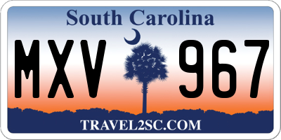 SC license plate MXV967
