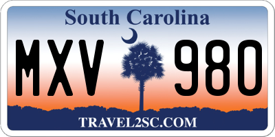 SC license plate MXV980