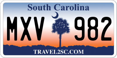 SC license plate MXV982