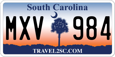 SC license plate MXV984