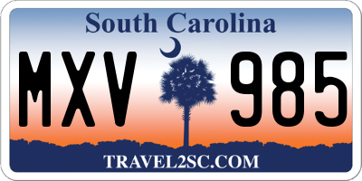SC license plate MXV985