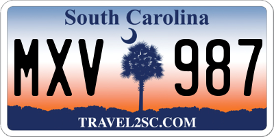 SC license plate MXV987