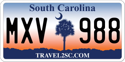 SC license plate MXV988